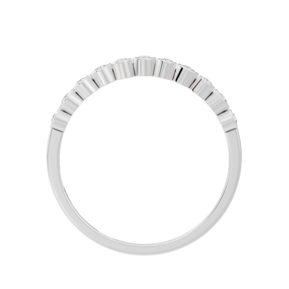 925 sterling silver lab diamond bezel ring side view with ribbed bezel settings