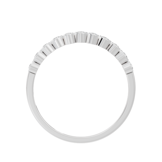925 sterling silver lab diamond bezel ring side view with ribbed bezel settings