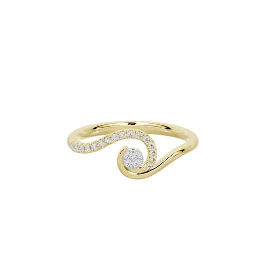 Yellow gold vermeil lab diamond swirl ring with oval center stone and pavé