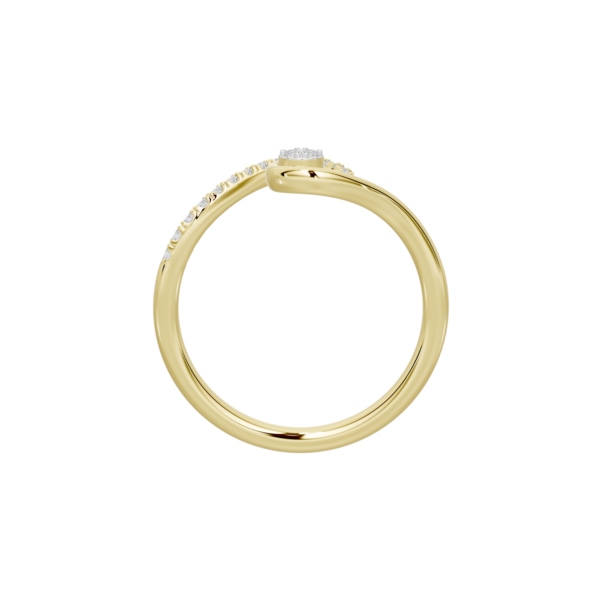 Yellow gold vermeil lab diamond swirl ring with pavé stones, open band