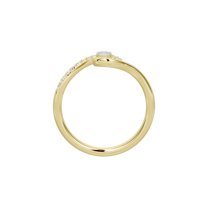 Yellow gold vermeil lab diamond swirl ring with pavé stones, open band