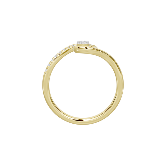 Yellow gold vermeil lab diamond swirl ring with pavé stones, open band