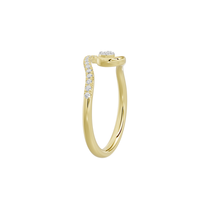 Yellow gold vermeil lab diamond swirl ring with side pavé, open band