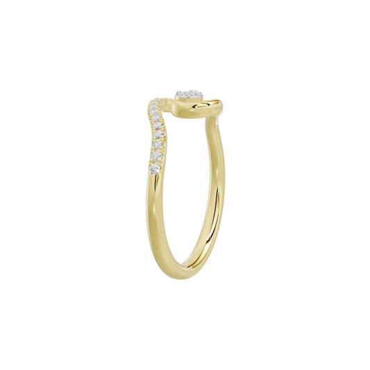 Yellow gold vermeil lab diamond swirl ring with side pavé, open band