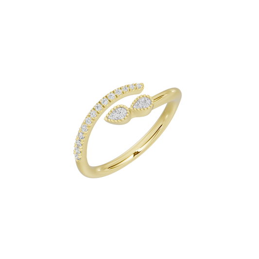 Yellow gold vermeil lab diamond ring with heart center and pavé diamonds