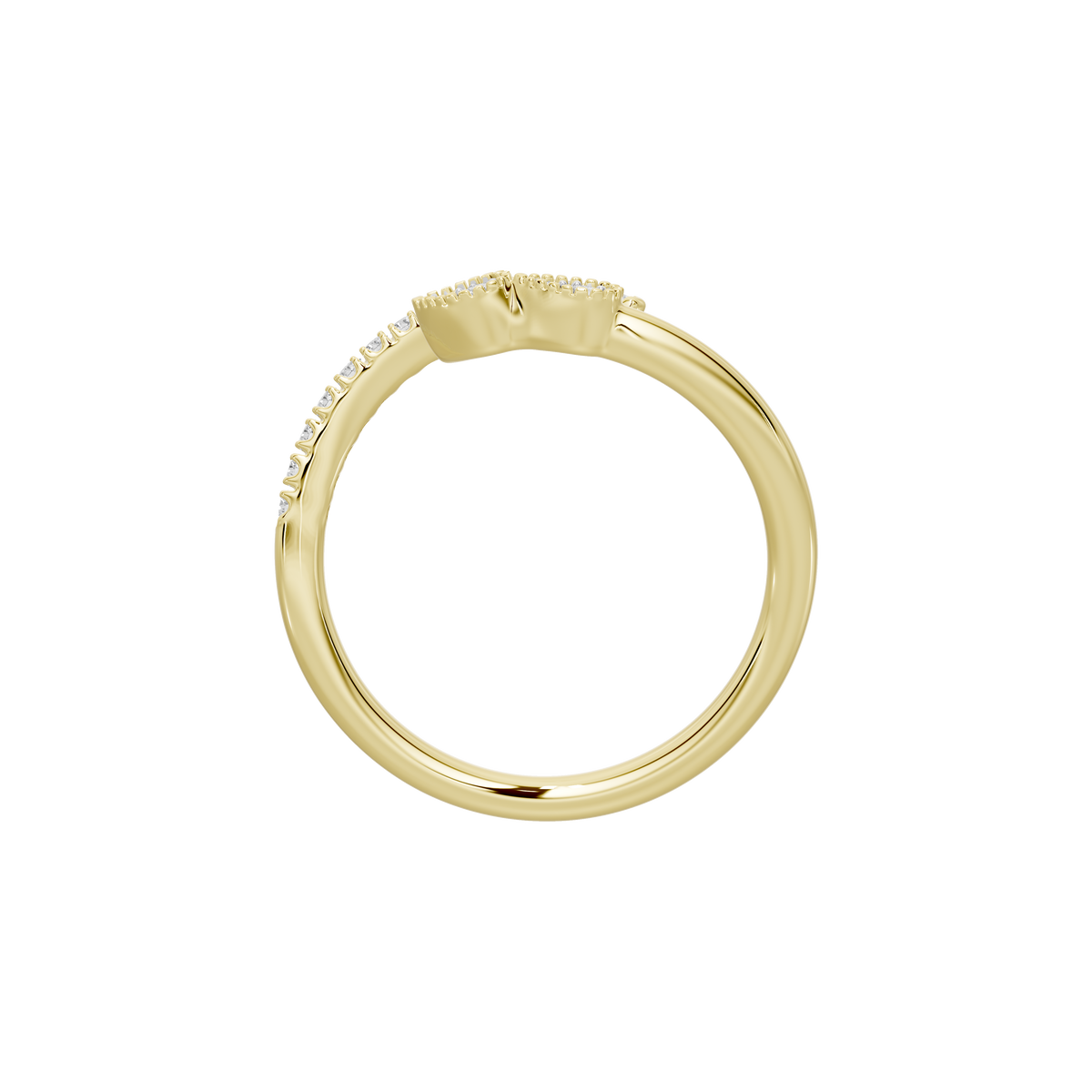 Yellow gold vermeil lab diamond ring, slim band with pavé stones