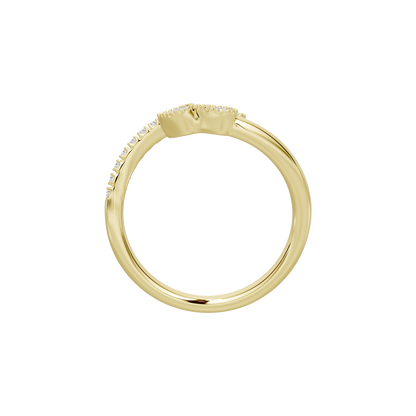 Yellow gold vermeil lab diamond ring, slim band with pavé stones