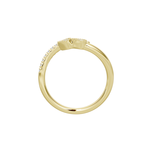Yellow gold vermeil lab diamond ring, slim band with pavé stones