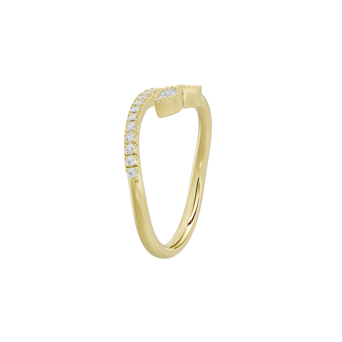 Yellow gold vermeil lab diamond ring side view with pavé detail