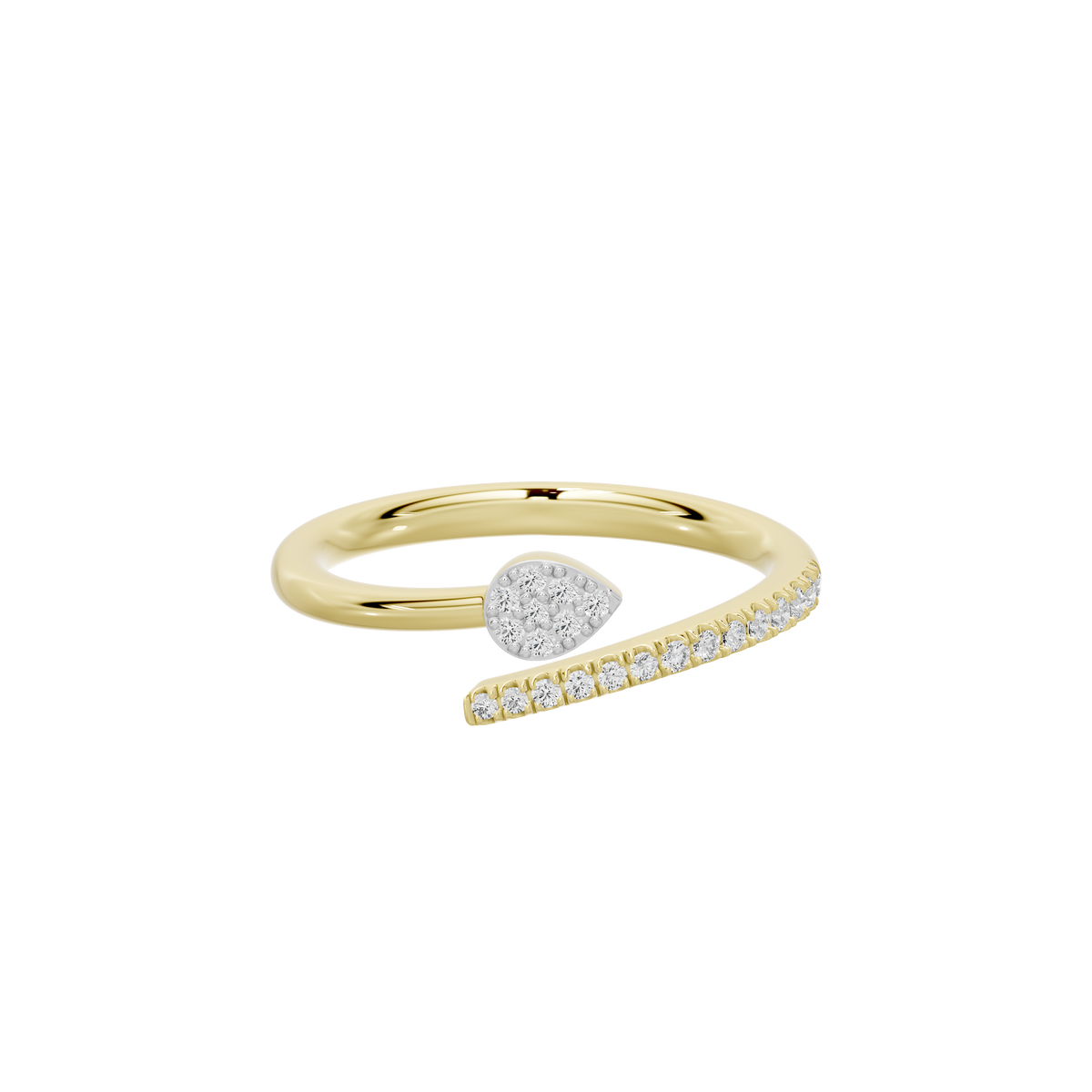 Yellow gold vermeil lab diamond ring with heart-shaped center stone and pavé band