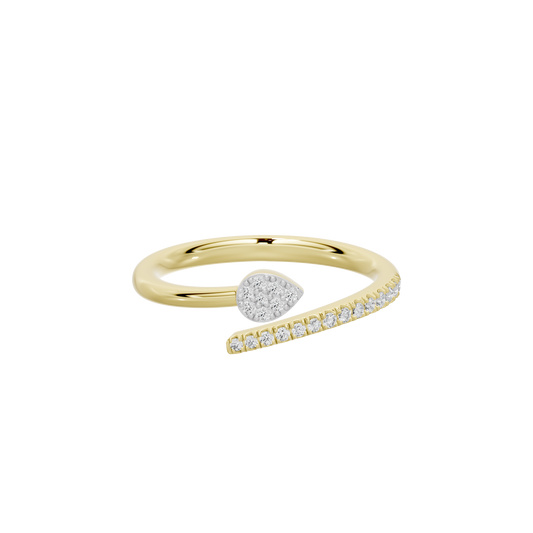 Yellow gold vermeil lab diamond ring with heart-shaped center stone and pavé band
