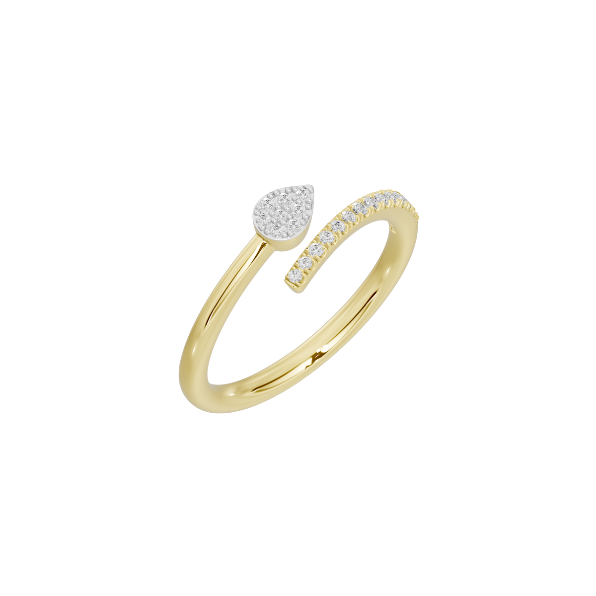 Yellow gold vermeil lab diamond ring with heart center stone and pavé half band