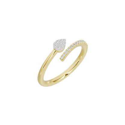 Yellow gold vermeil lab diamond ring with heart center stone and pavé half band