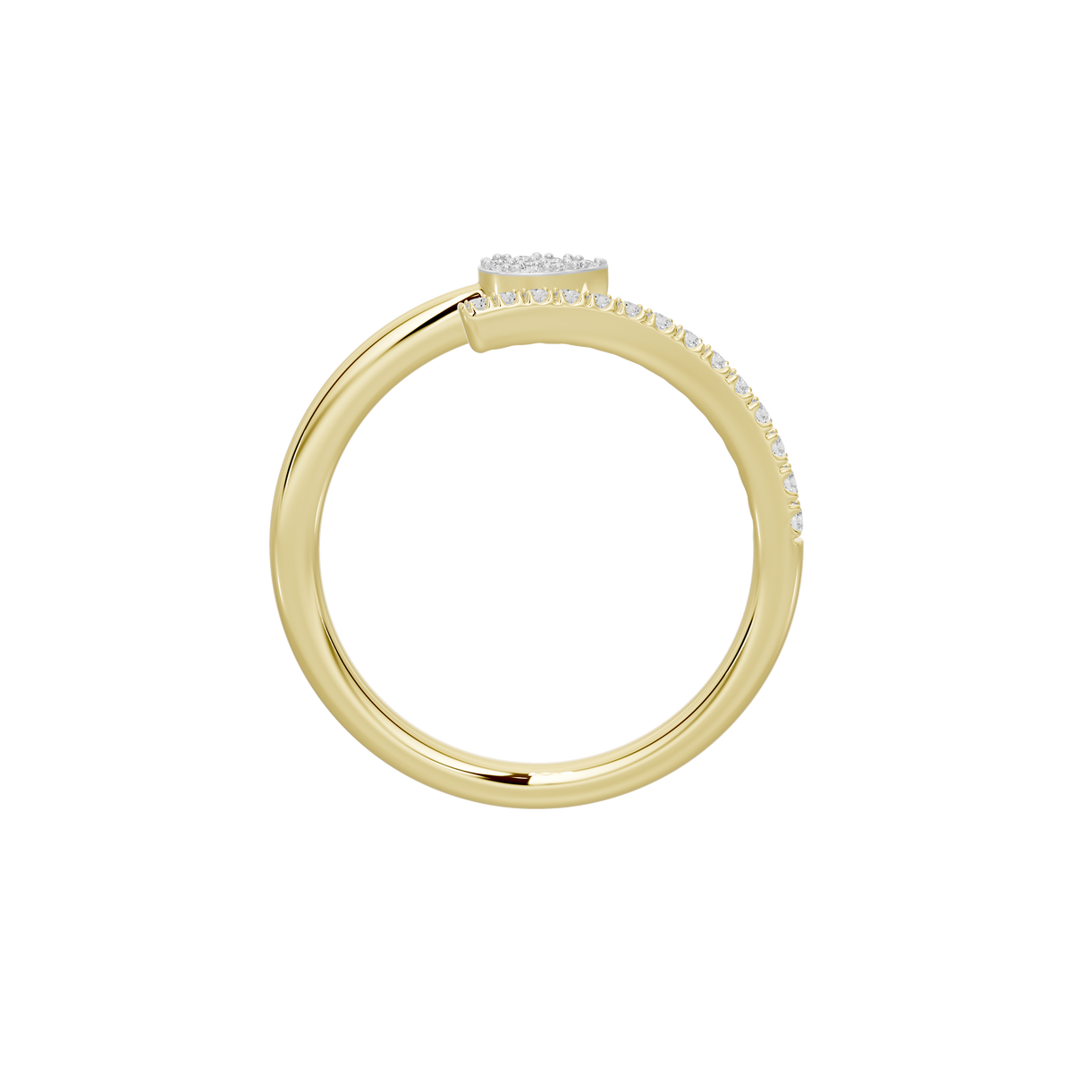 Yellow gold vermeil lab diamond ring with pavé stones along the top band