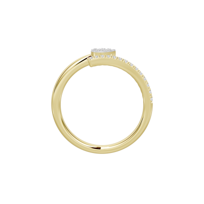 Yellow gold vermeil lab diamond ring with pavé stones along the top band