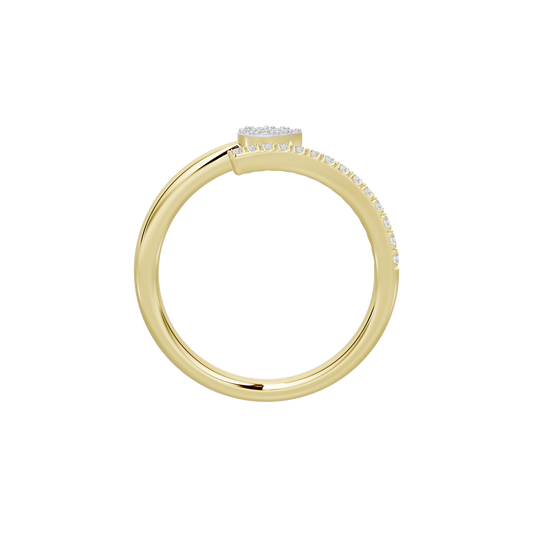 Yellow gold vermeil lab diamond ring with pavé stones along the top band