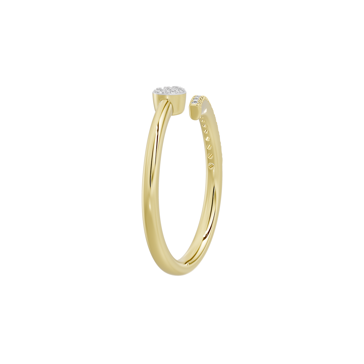 Yellow gold vermeil lab diamond ring with rounded band and pavé detail on top