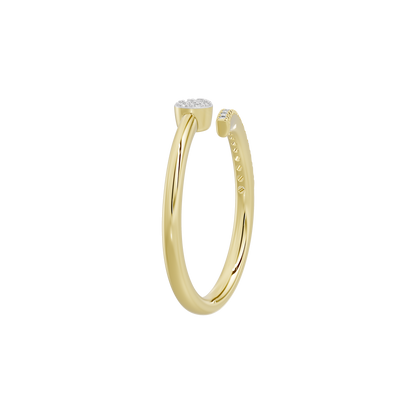 Yellow gold vermeil lab diamond ring with rounded band and pavé detail on top