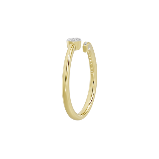 Yellow gold vermeil lab diamond ring with rounded band and pavé detail on top