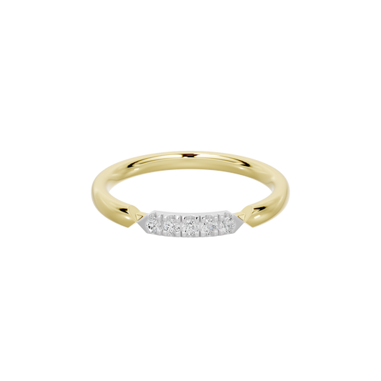Yellow gold vermeil lab diamond ring with pavé band and gold prongs