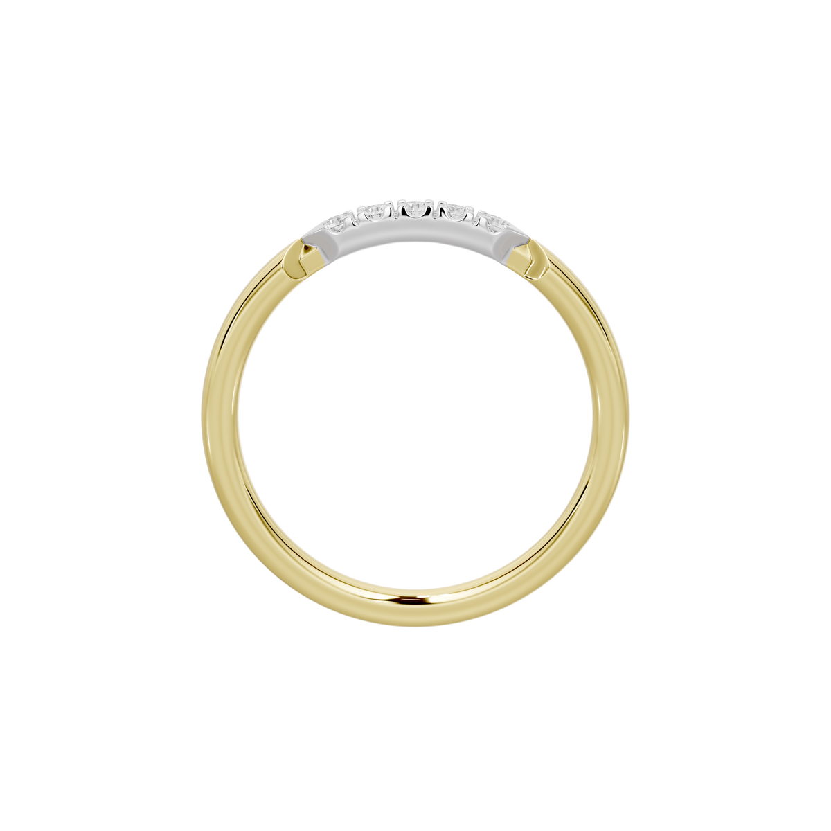 Yellow gold vermeil lab diamond ring with white pavé center strip