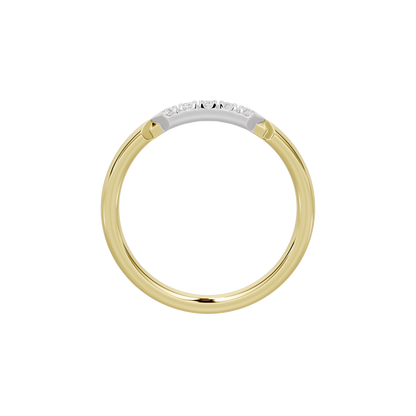 Yellow gold vermeil lab diamond ring with white pavé center strip