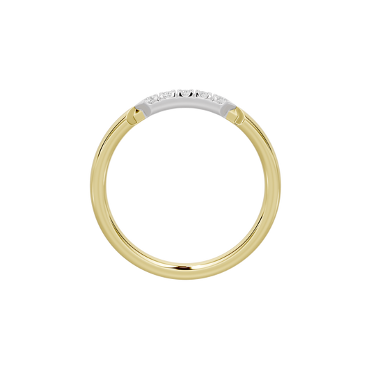 Yellow gold vermeil lab diamond ring with white pavé center strip