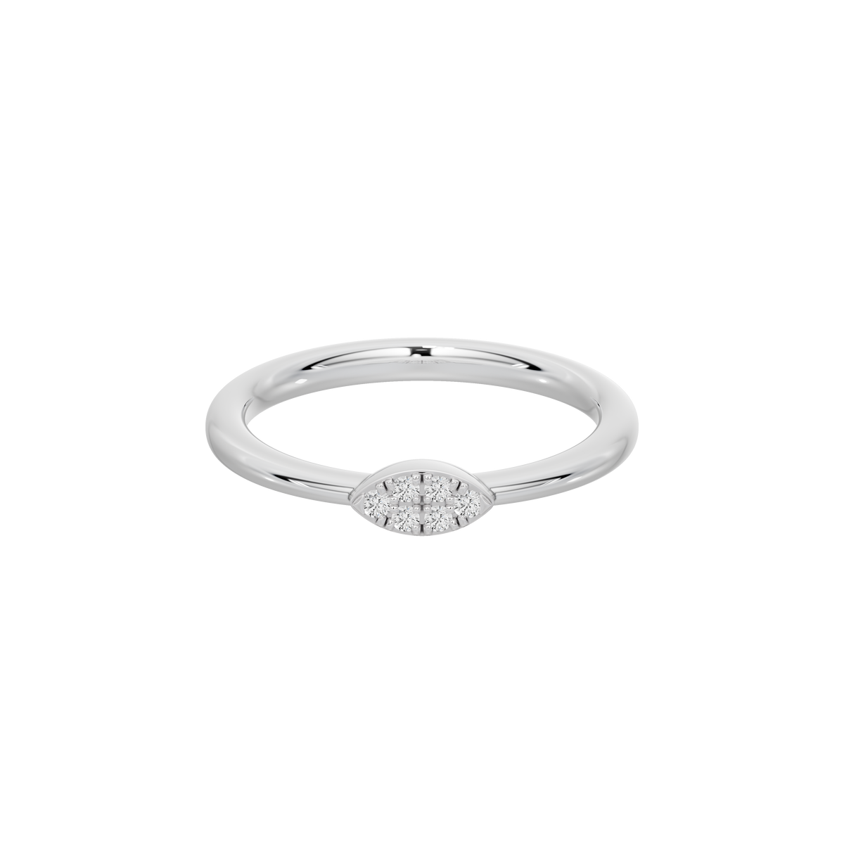 Sterling silver lab diamond ring with marquise-cut center stone