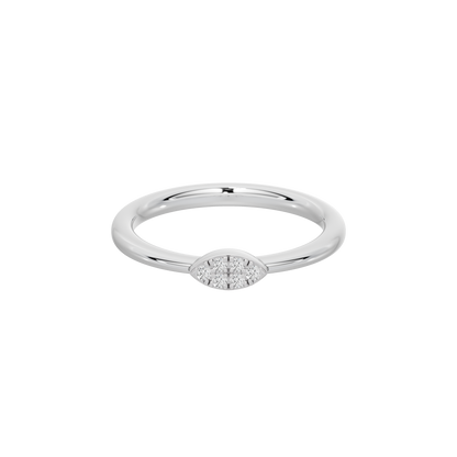 Sterling silver lab diamond ring with marquise-cut center stone