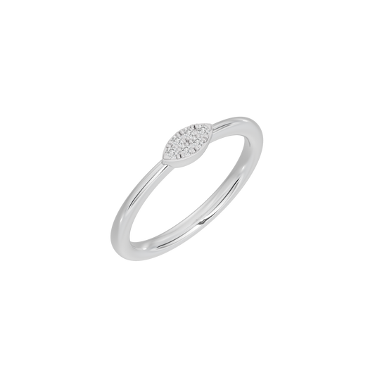 Sterling silver lab diamond ring with oval halo pavé centerpiece