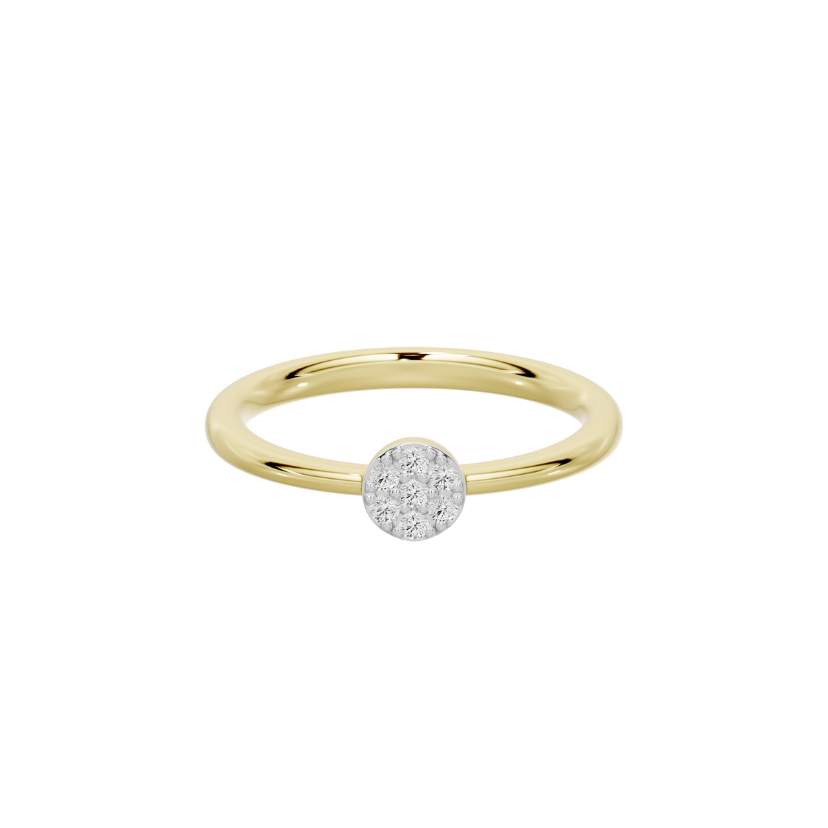 Yellow gold vermeil lab diamond ring with round lab diamond centerpiece