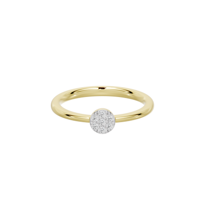 Yellow gold vermeil lab diamond ring with round lab diamond centerpiece