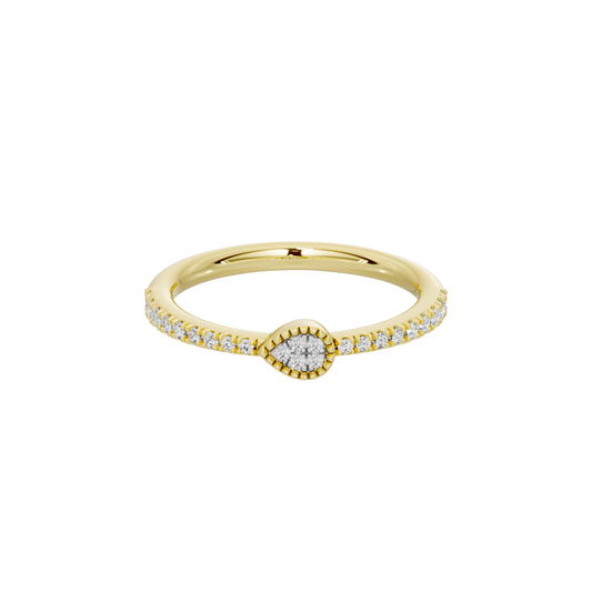 Yellow gold vermeil lab diamond ring with halo cushion center and pavé band