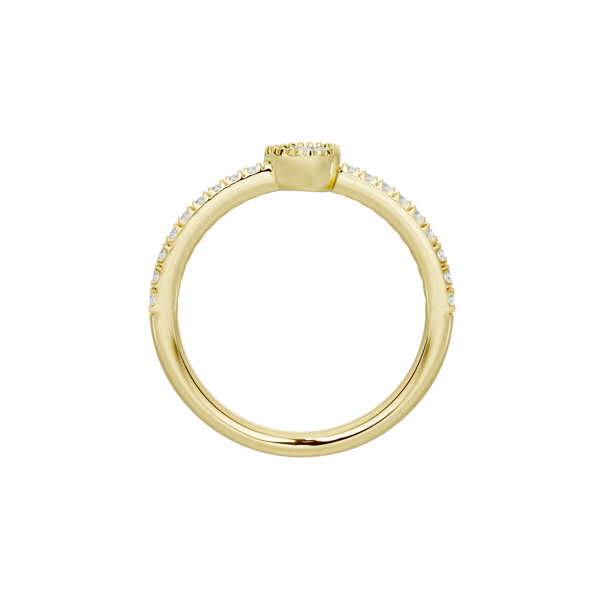 Yellow gold vermeil ring band with open center and prong-set diamond setting