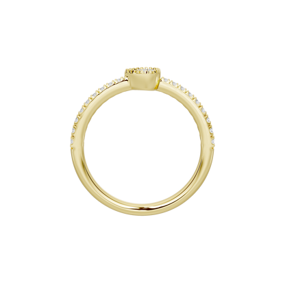 Yellow gold vermeil ring band with open center and prong-set diamond setting