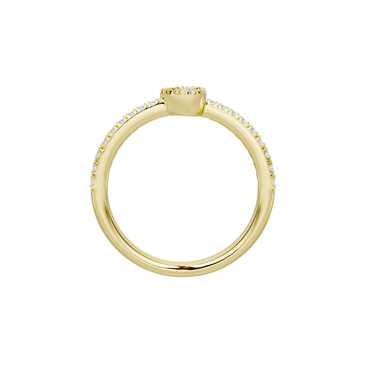 Yellow gold vermeil ring band with open center and prong-set diamond setting