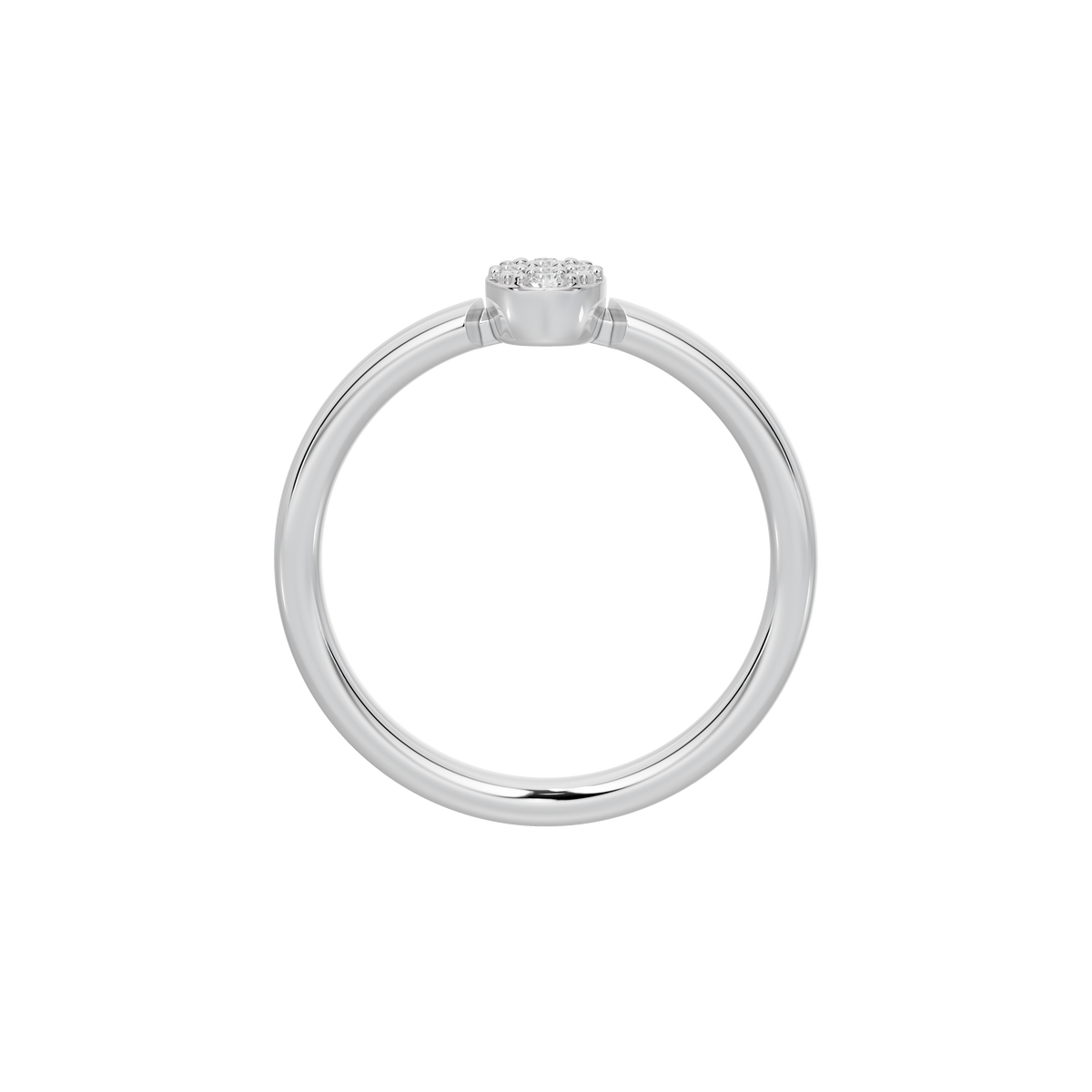 Round lab diamond ring in 925 sterling silver with prong set stone and smooth band