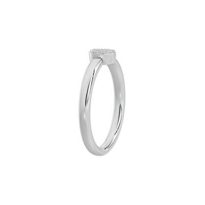 925 sterling silver lab diamond ring, side view with prong-set round center stone