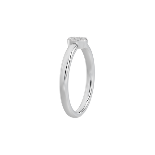 925 sterling silver lab diamond ring, side view with prong-set round center stone