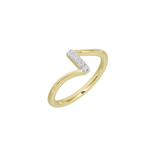 Yellow gold vermeil ring with raised rectangular lab diamond accent, curved band