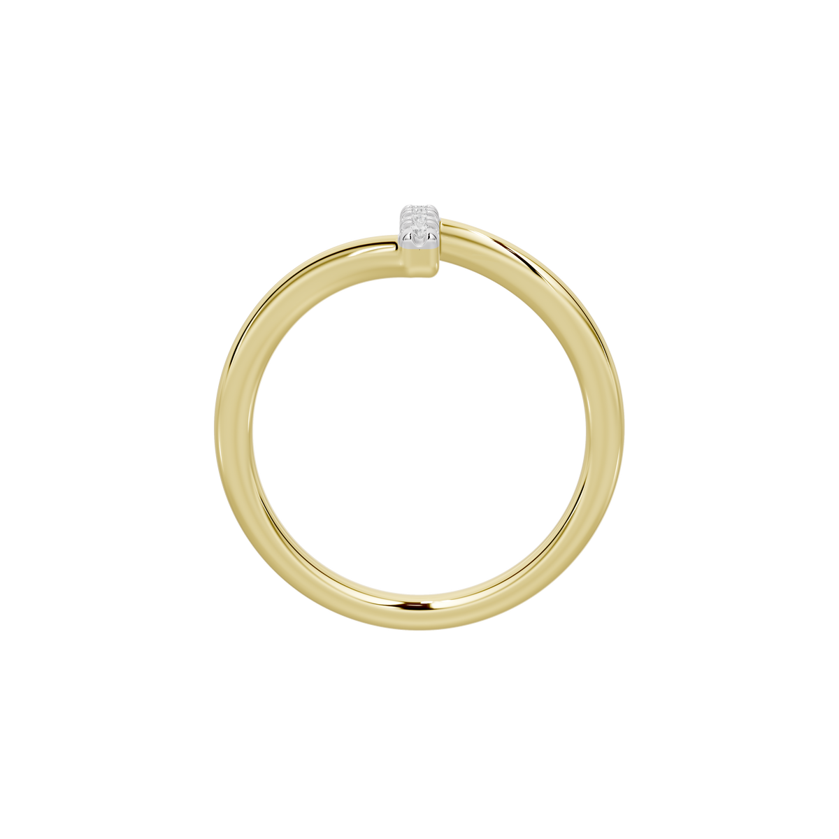 Yellow gold vermeil ring with rectangular lab diamond baguette in prong setting