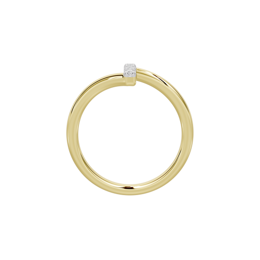 Yellow gold vermeil ring with rectangular lab diamond baguette in prong setting