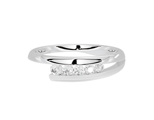 925 sterling silver lab diamond ring top view with channel-set round stones