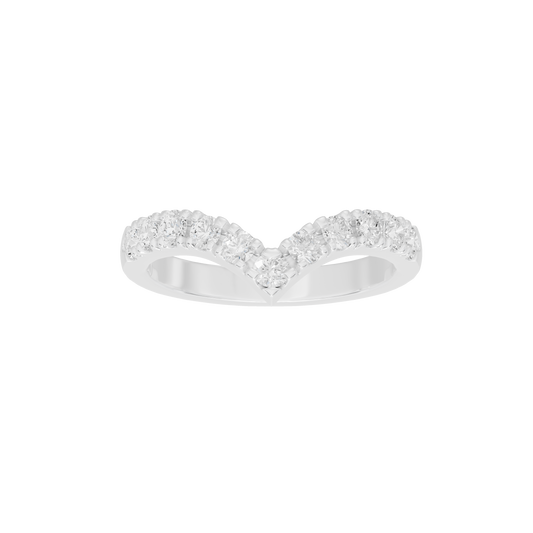 Sterling silver lab-grown diamond double-heart style pavé ring