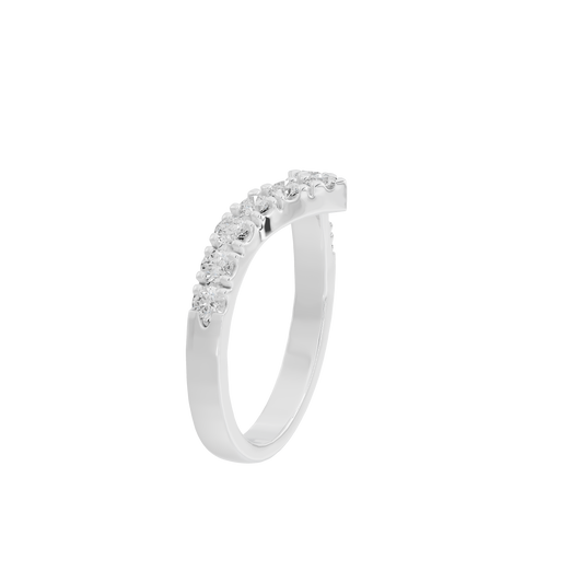 Sterling silver lab-grown diamond pavé ring shown from a side angle