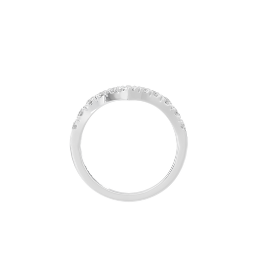 Sterling silver band ring with pavé lab-grown diamonds around the top