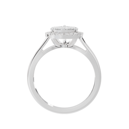 925 sterling silver lab diamond teardrop ring, top view of setting