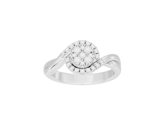 Sterling silver lab diamond ring with round halo center and split shank