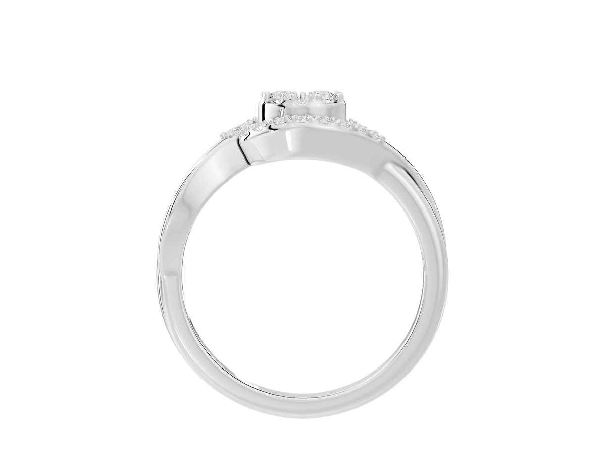 Sterling silver lab diamond engagement ring with round center stone
