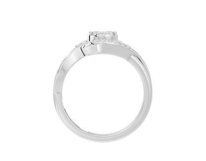 Sterling silver lab diamond engagement ring with round center stone